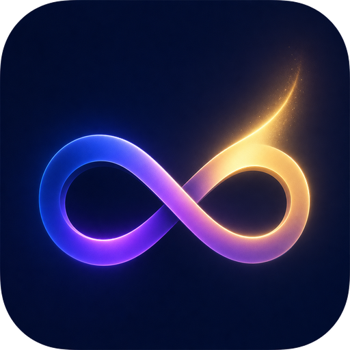 Becoming Limitless brand mark — infinity symbol with comet trail